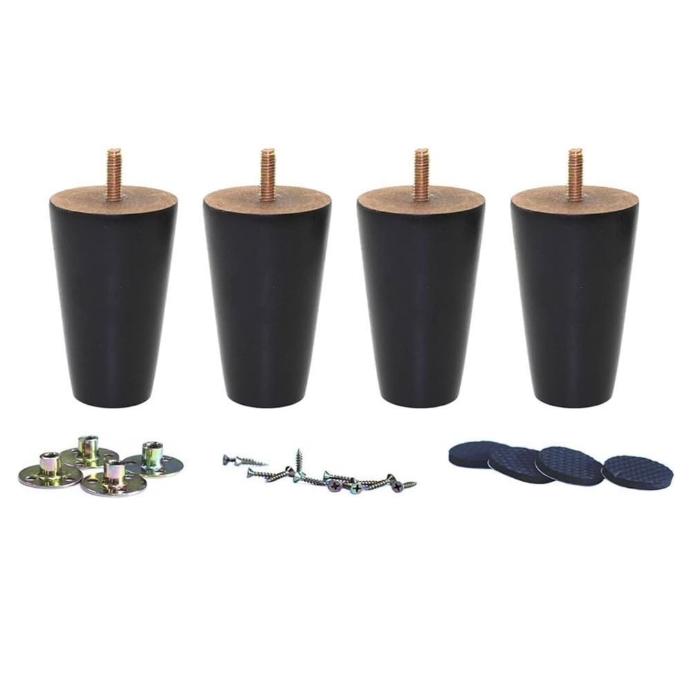 Modern Black Furniture Legs Set - Sleek Tapered Design for DIY Upgrades